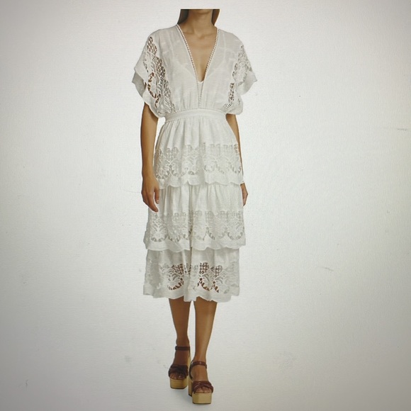 Farm Rio Richelier Embroidered Midi Dress - Picture 2 of 4